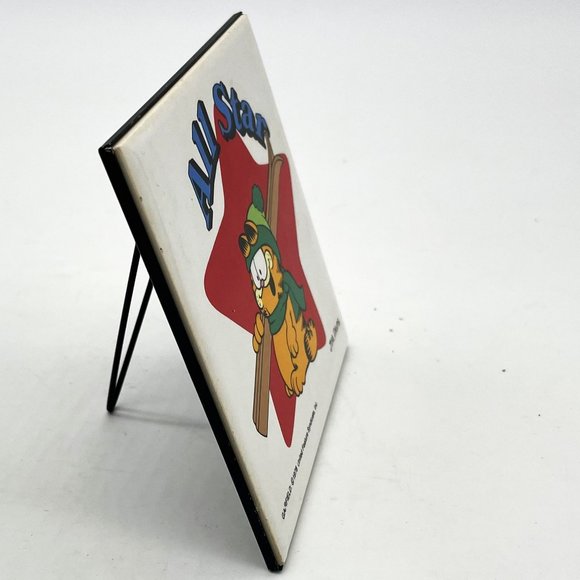 Vintage Rare 1978 Garfield Skiier Tile Art with Error Print on Word Garfield - Picture 2 of 5